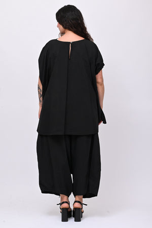 Pantalone cavallo basso popeline - Nero