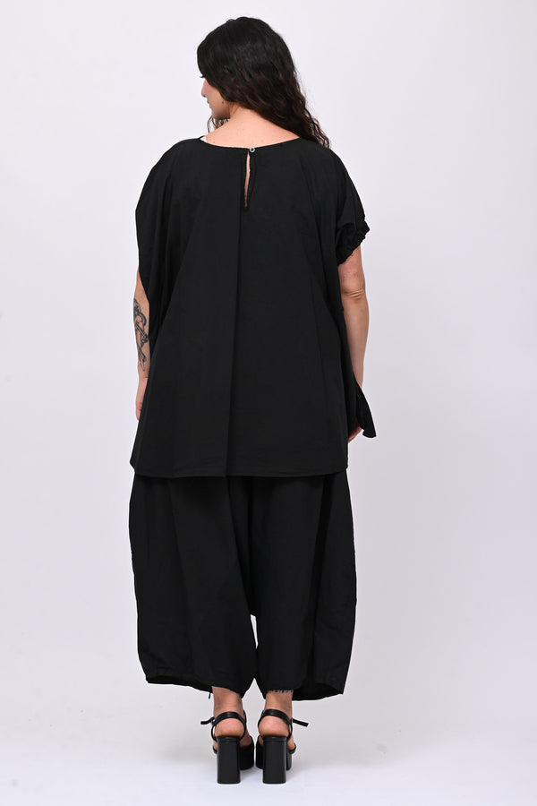 Blusa popeline laccio - Nero