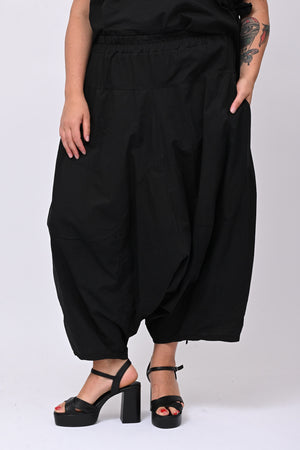 Pantalone cavallo basso popeline - Nero