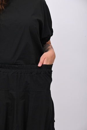 Pantalone cavallo basso popeline - Nero