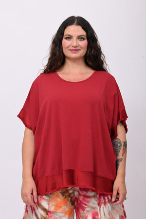 Maglia scatola bordo raso - Vino