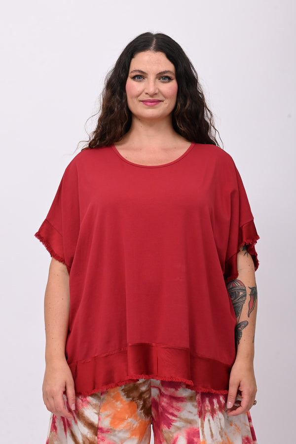 Maglia scatola bordo raso - Vino