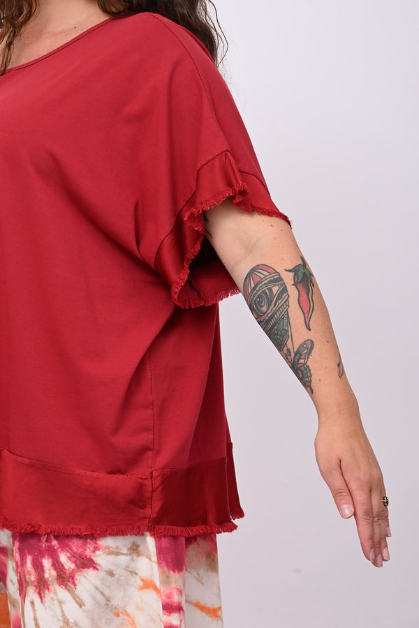 Maglia scatola bordo raso - Vino