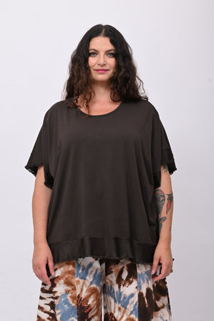 Maglia scatola bordo raso - Moro