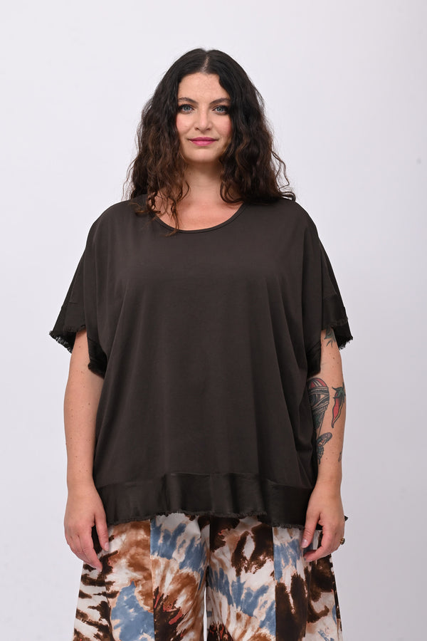 Maglia scatola bordo raso - Moro