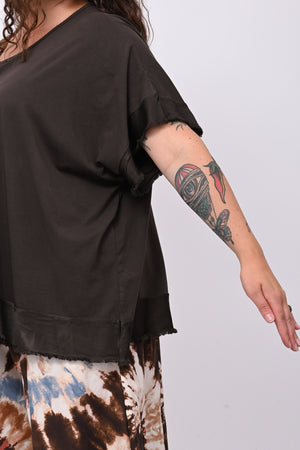 Maglia scatola bordo raso - Moro