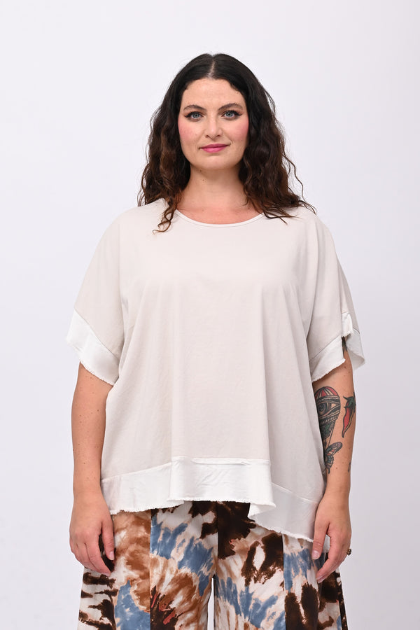 Maglia scatola bordo raso - Gesso