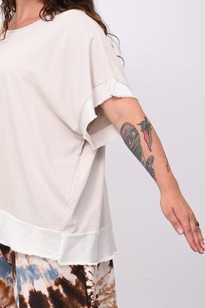 Maglia scatola bordo raso - Gesso