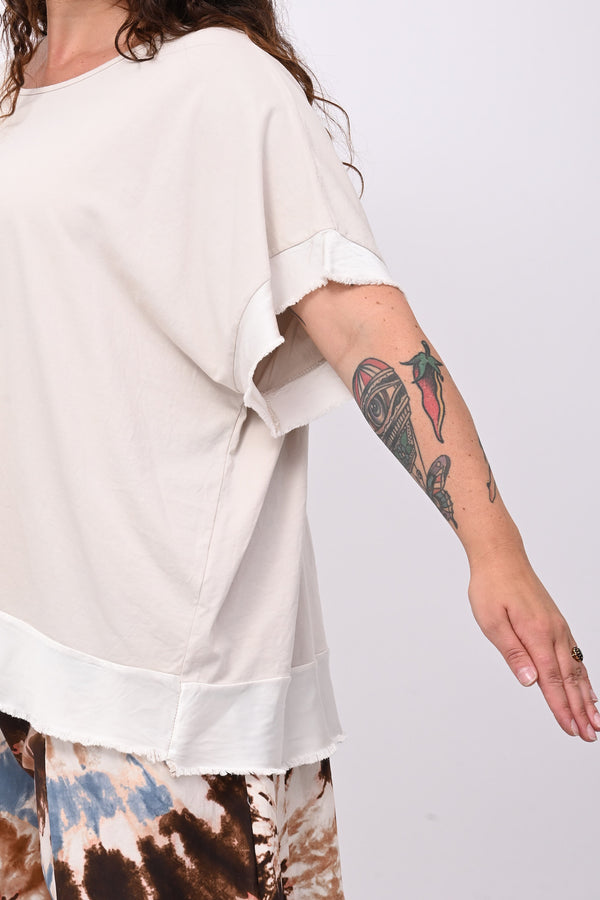 Maglia scatola bordo raso - Gesso