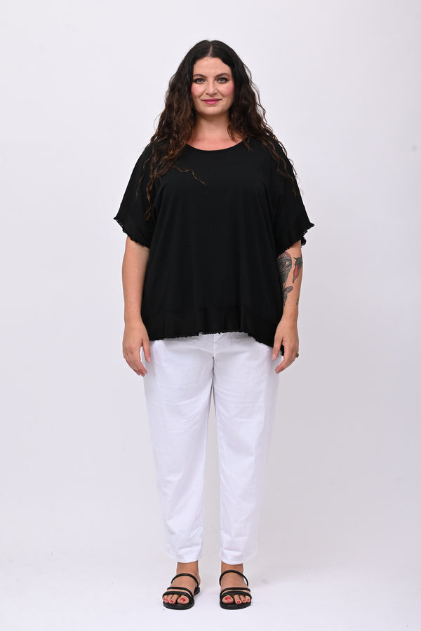 Maglia scatola bordo raso - Nero