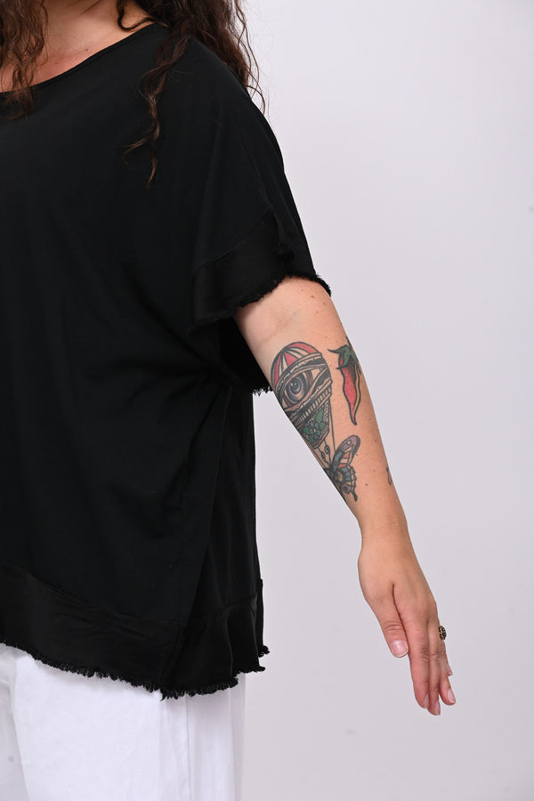 Maglia scatola bordo raso - Nero