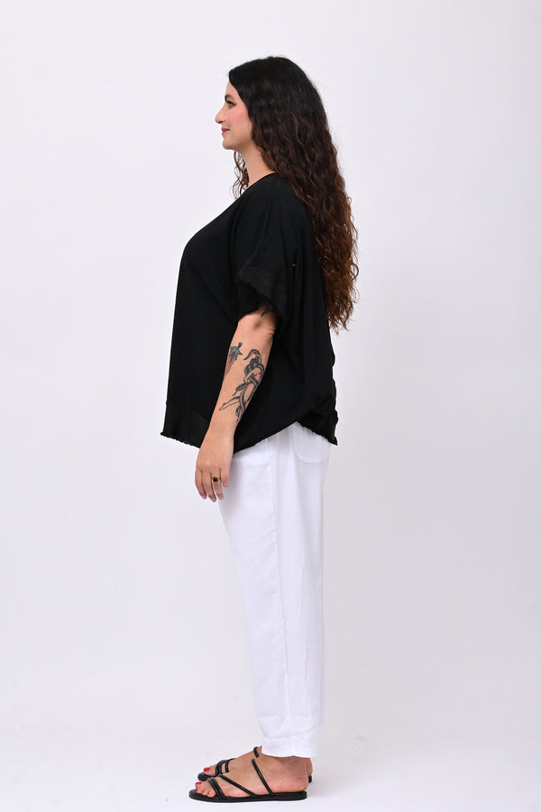 Maglia scatola bordo raso - Nero