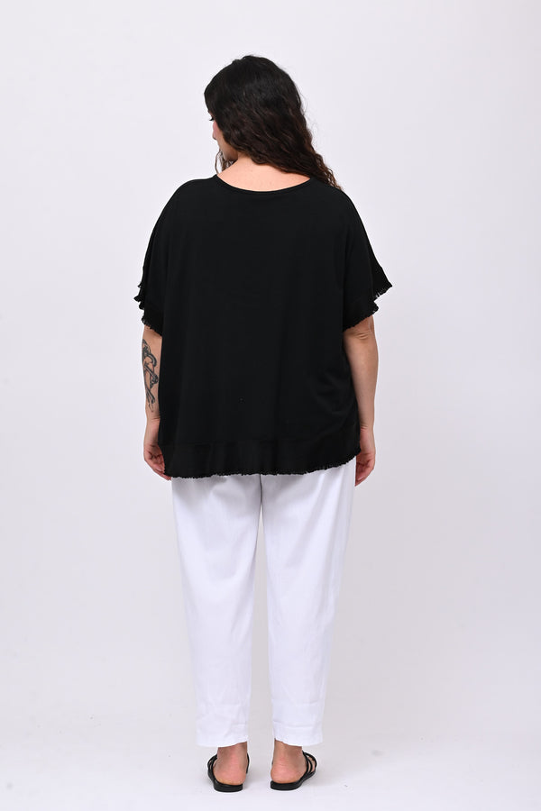 Maglia scatola bordo raso - Nero