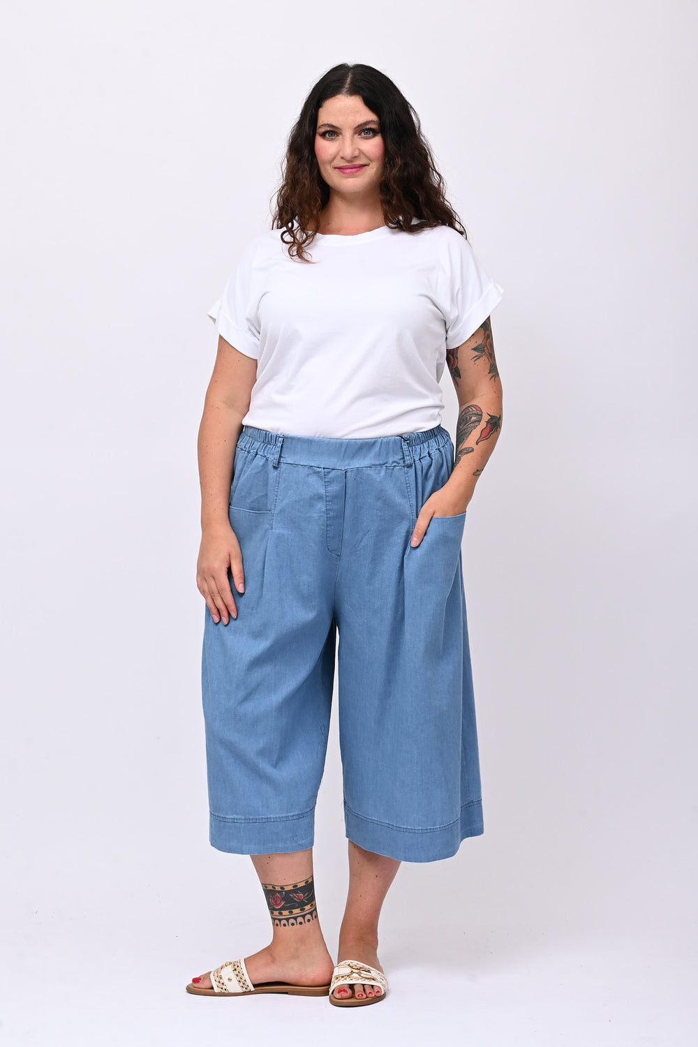 Bermuda chambrie risvolto - Jeans chiaro
