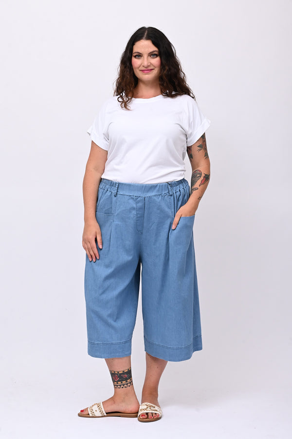 Bermuda chambrie risvolto - Jeans chiaro