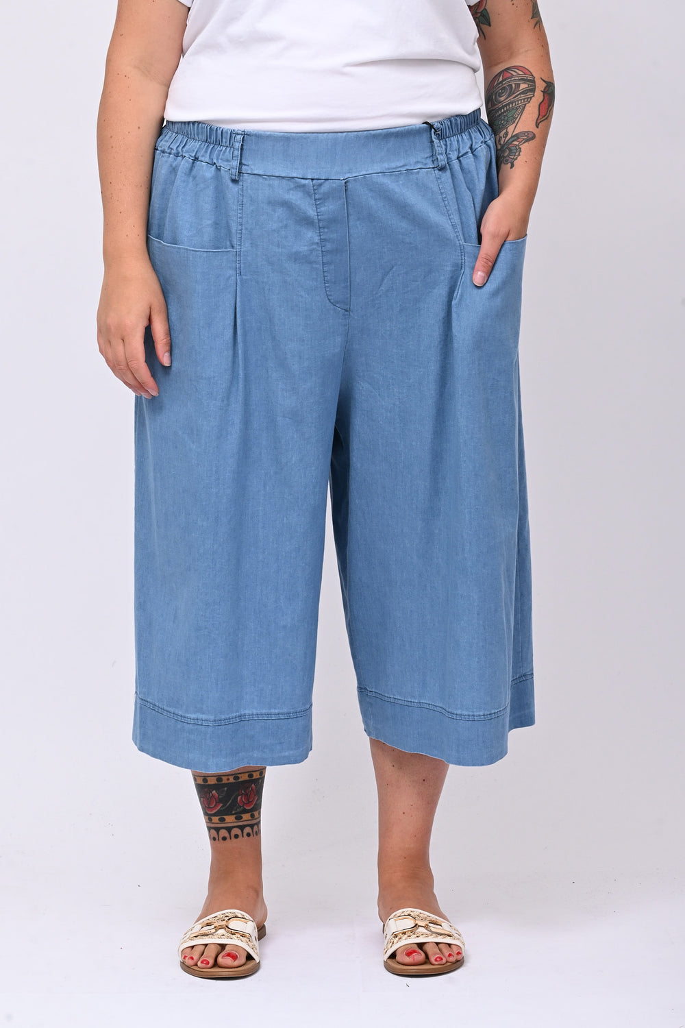 Bermuda chambrie risvolto - Jeans chiaro