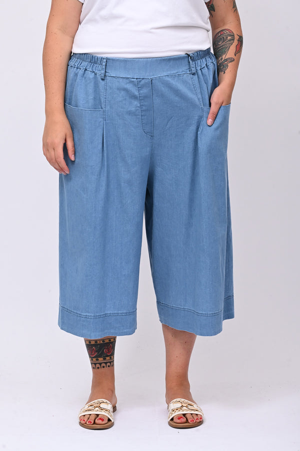 Bermuda chambrie risvolto - Jeans chiaro