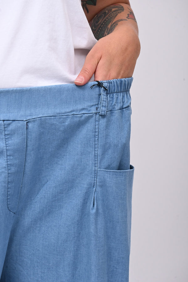 Bermuda chambrie risvolto - Jeans chiaro