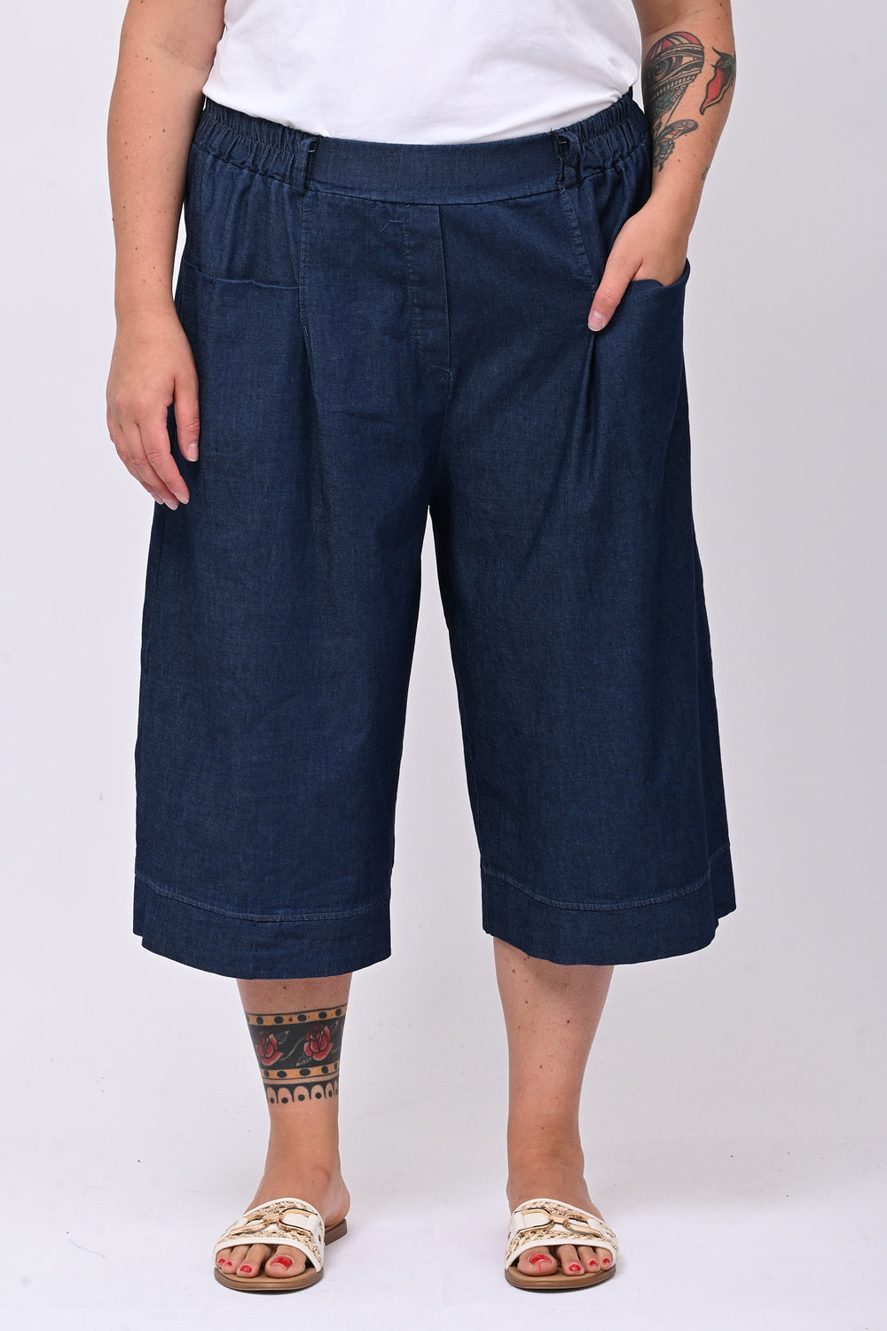 Bermuda chambrie risvolto - Jeans scuro