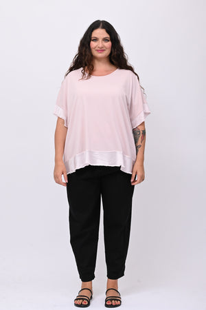 Maglia scatola bordo raso - Rosa cipria