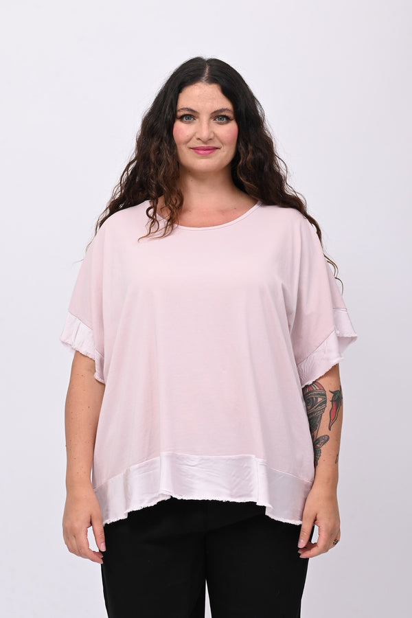 Maglia scatola bordo raso - Rosa cipria