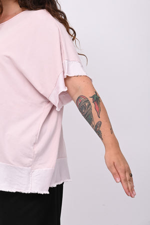 Maglia scatola bordo raso - Rosa cipria