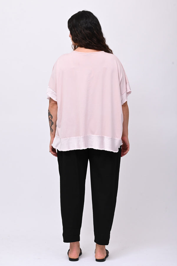 Maglia scatola bordo raso - Rosa cipria