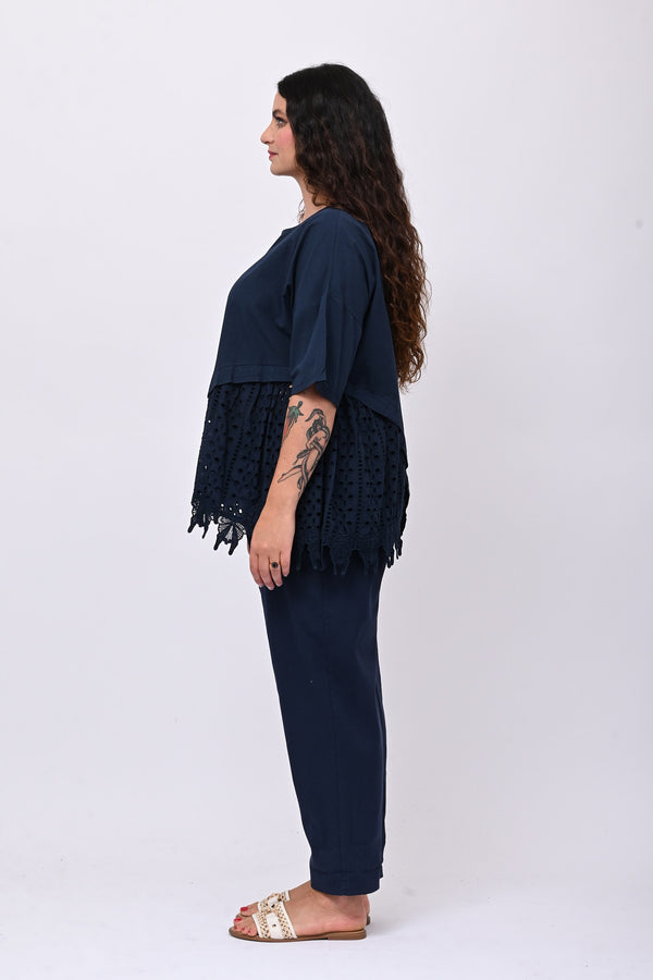 Pantalone baggy cotone - Blu