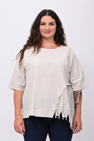 Maxi maglia punta sangallo - Gesso