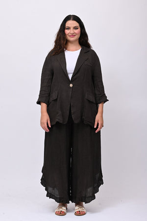 Pantalone lino rouches - Moro