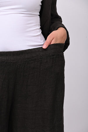 Pantalone lino rouches - Moro