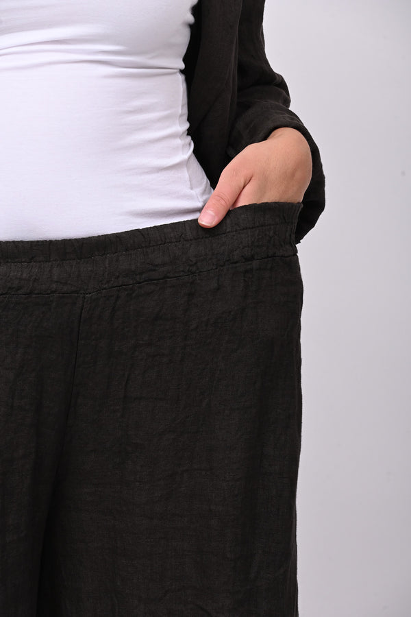 Pantalone lino rouches - Moro