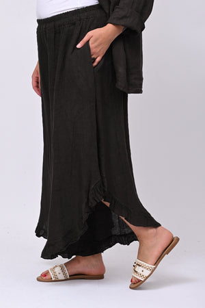 Pantalone lino rouches - Moro