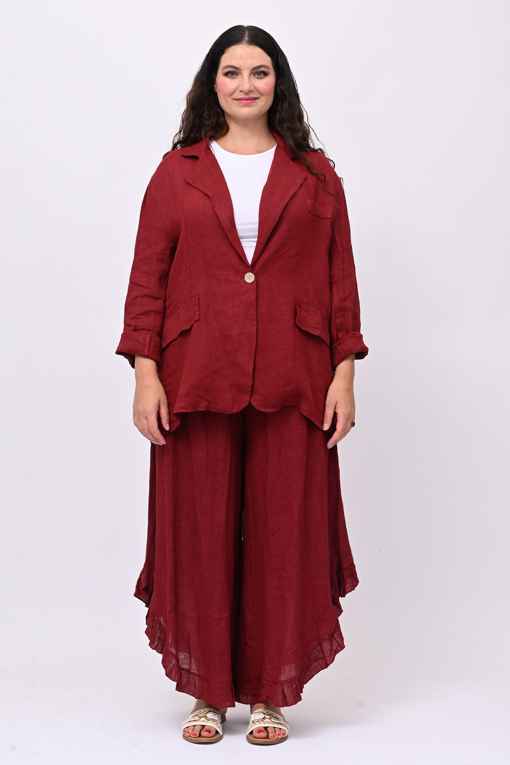Pantalone lino rouches - Lava