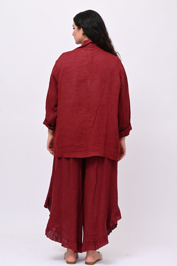 Pantalone lino rouches - Lava