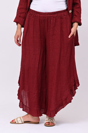 Pantalone lino rouches - Lava