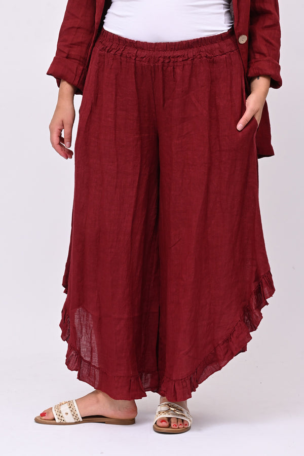 Pantalone lino rouches - Lava