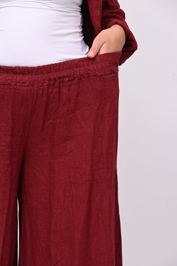 Pantalone lino rouches - Lava
