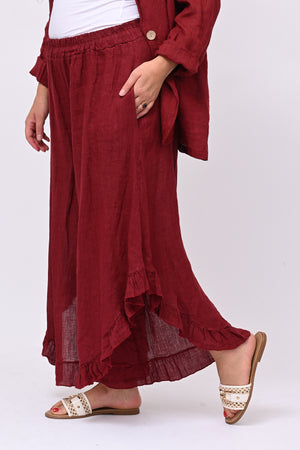 Pantalone lino rouches - Lava