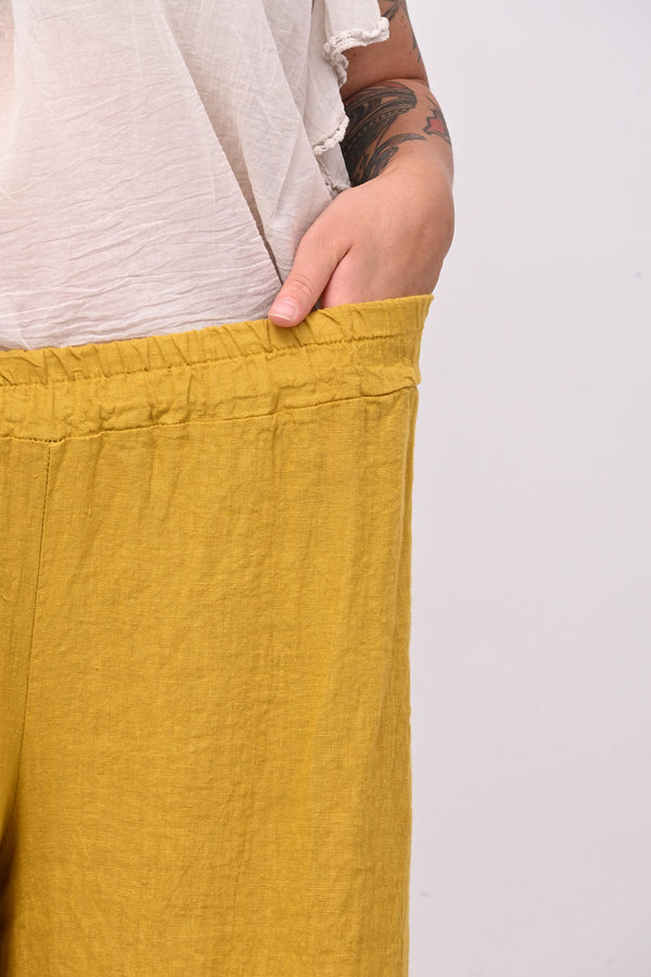 Pantalone lino rouches - Curcuma