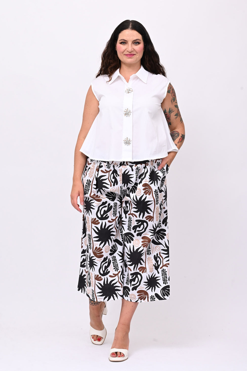 Camicia smanicata strass - Bianco