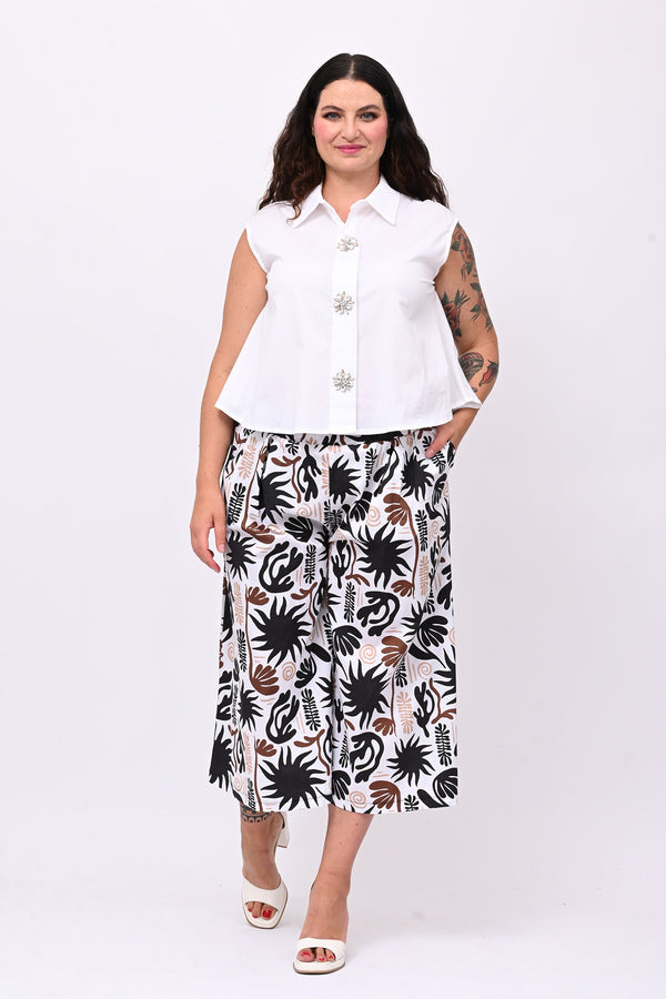 Camicia smanicata strass - Bianco