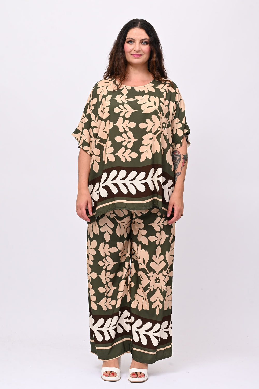 Completo viscosa maxi fiore - Militare