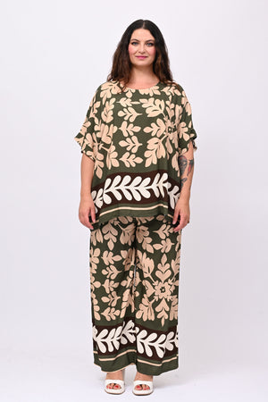 Completo viscosa maxi fiore - Militare