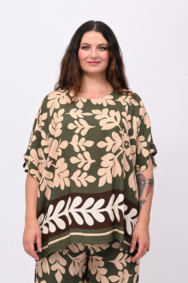 Completo viscosa maxi fiore - Militare