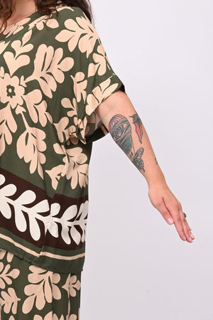 Completo viscosa maxi fiore - Militare