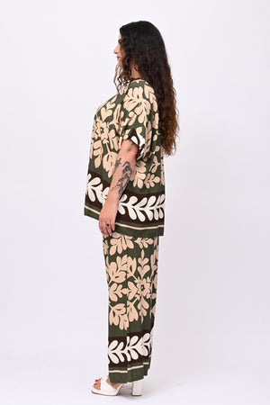Completo viscosa maxi fiore - Militare