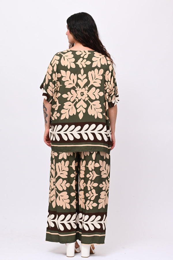 Completo viscosa maxi fiore - Militare