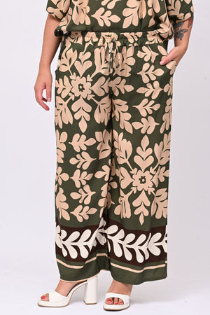 Completo viscosa maxi fiore - Militare