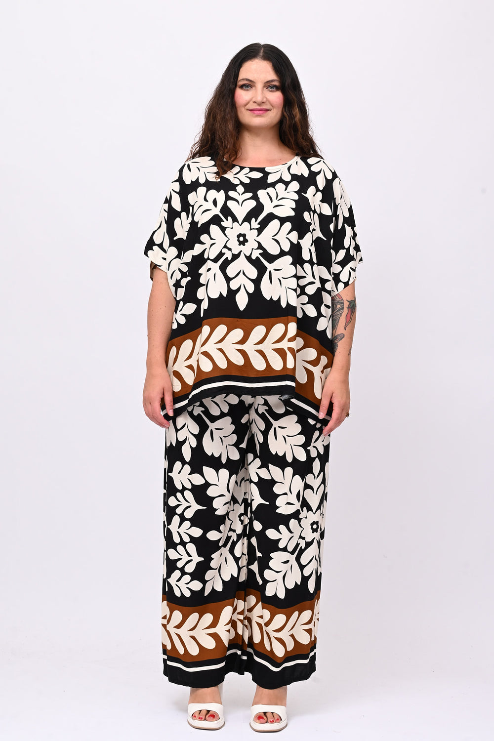 Completo viscosa maxi fiore - Nero